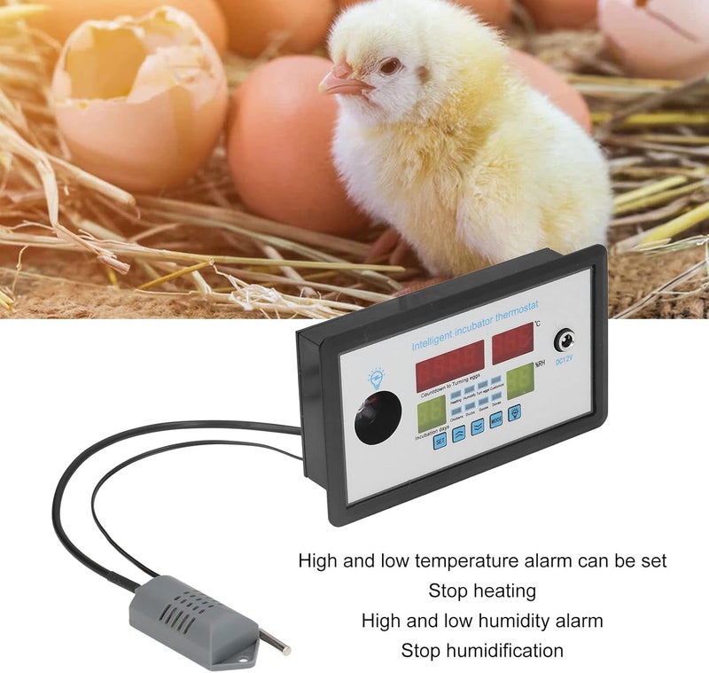 plplaaoo Intelligent Incubator Thermostat,DC 12V 100W Egg Incubator Temperature Controller, Digital Automatic Egg Hatching Incubators Controller for Hatching Duck Eggs Goose Egg - Image 4
